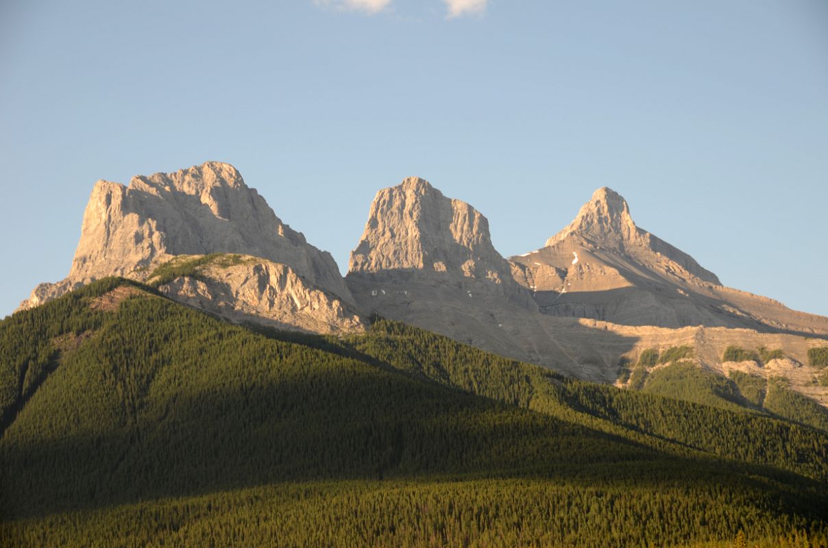 20 The Three Sisters - Charity Peak, Hope Peak and Faith Peak From Canmore Early Morning In Summer